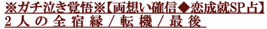 ※ガチ泣き覚悟※【両想い確信◆恋成就SP占】2人の全宿縁/転機/最後 ※ガチ泣き覚悟※【両想い確信◆恋成就SP占】2人の全宿縁/転機/最後