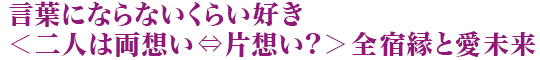 言葉にならないくらい好き＜二人は両想い⇔片想い？＞全宿縁と愛未来