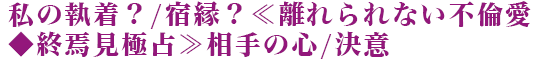 私の執着？/宿縁？≪離れられない不倫愛◆終焉見極占≫相手の心/決意